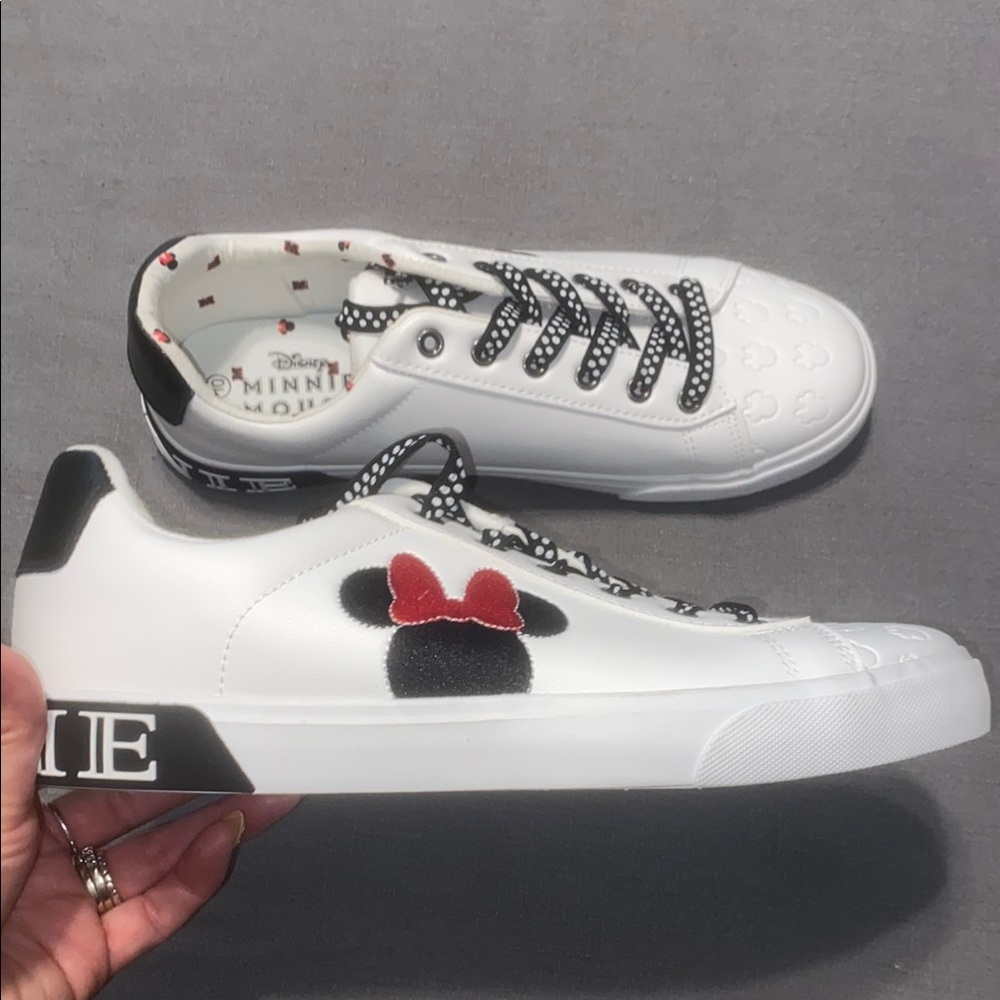 Ground up minnie White Sneakers with Black and Red Accents